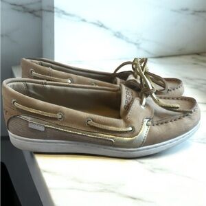 Sperry Women's Beige and Gold Loafers